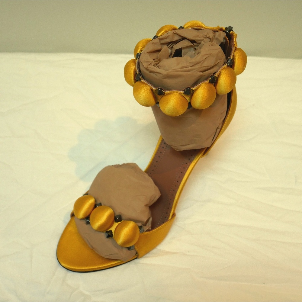 ALAÏA Bombe Satin Studded Ankle Strap Pump